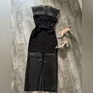 NWT ZARA Gorgeous Contrasting Organza Black Dress Size S